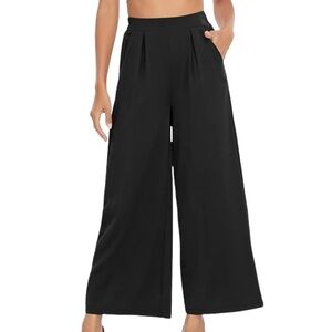 AROLINA Slinky Wide Leg Pants Women Black Pull On Stretch Palazzo Lounge NWT